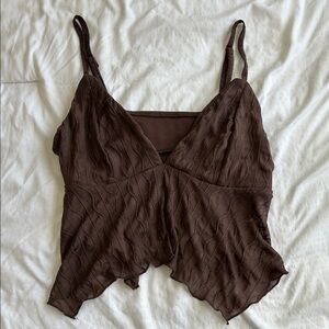 Sheer Ruffle Cropped Tank Top